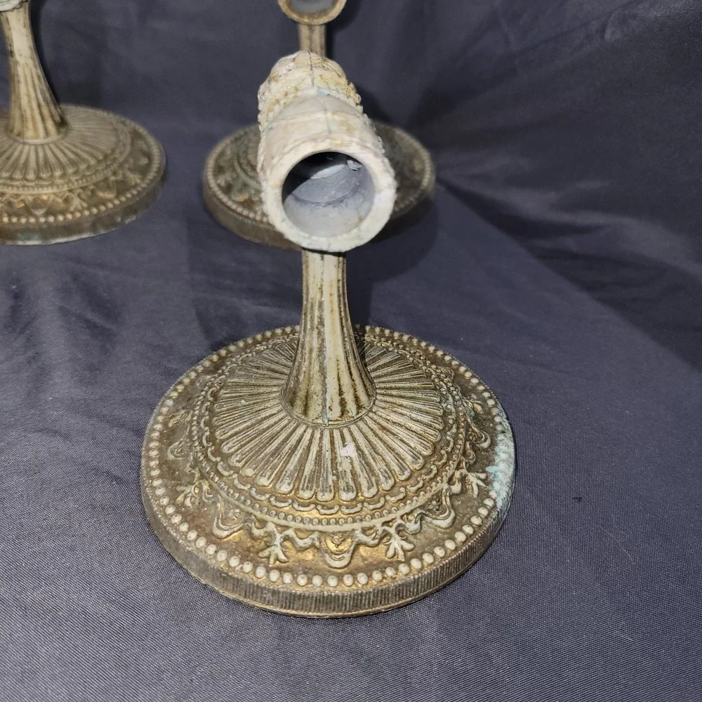 Vintage Melard Renaissance Antique White Metal Towel Holder Brackets USA Made